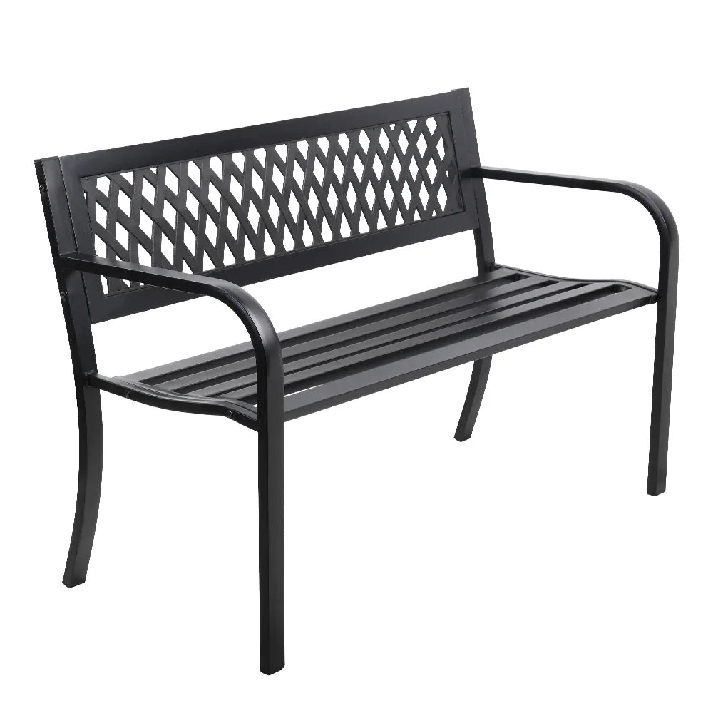 Gardeon Outdoor Garden Bench Seat Steel Outdoor Furniture 2 Seater Park Black - Mekamart Australia