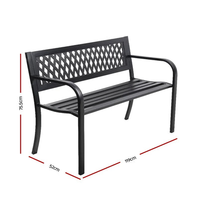 Gardeon Outdoor Garden Bench Seat Steel Outdoor Furniture 2 Seater Park Black - Mekamart Australia