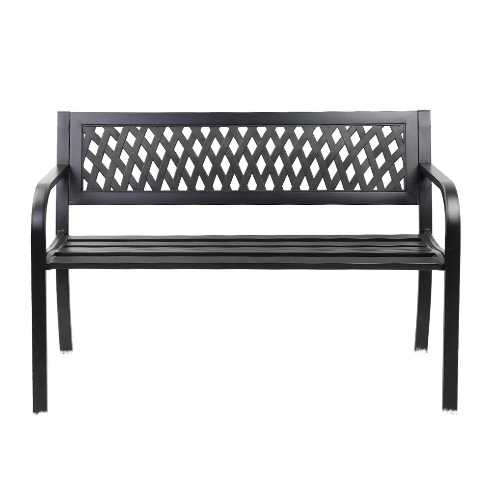 Gardeon Outdoor Garden Bench Seat Steel Outdoor Furniture 2 Seater Park Black - Mekamart Australia