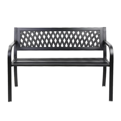 Gardeon Outdoor Garden Bench Seat Steel Outdoor Furniture 2 Seater Park Black - Mekamart Australia