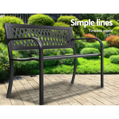 Gardeon Outdoor Garden Bench Seat Steel Outdoor Furniture 2 Seater Park Black - Mekamart Australia