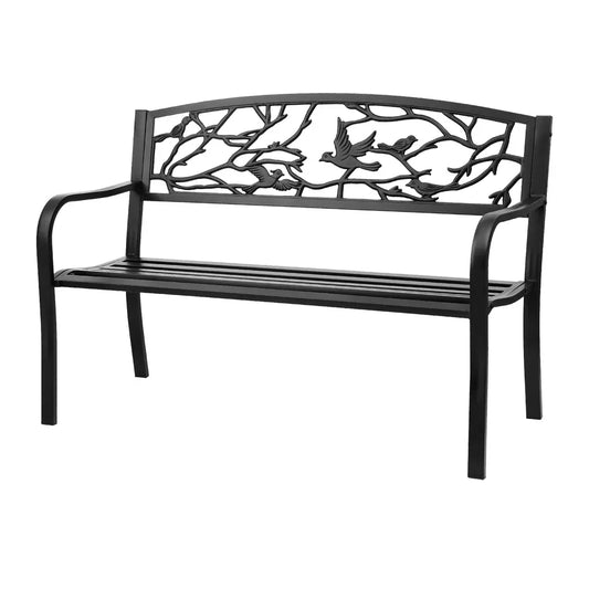 Gardeon Outdoor Bench Seat Garden Steel Outdoor Furniture 3 Seater Park Black - Mekamart Australia
