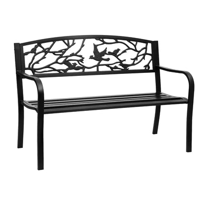 Gardeon Outdoor Bench Seat Garden Steel Outdoor Furniture 3 Seater Park Black - Mekamart Australia