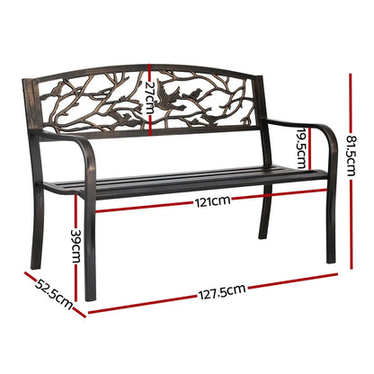 Gardeon Outdoor Bench Seat Garden Steel Outdoor Furniture 3 Seater Park Bronze - Mekamart Australia