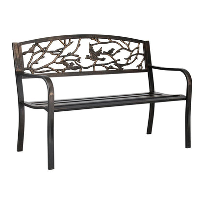 Gardeon Outdoor Bench Seat Garden Steel Outdoor Furniture 3 Seater Park Bronze - Mekamart Australia
