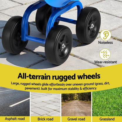 Gardeon Garden Seat 360 Swivel Rolling Adjustable Height Work Scooter Cart Wheels Heavy Duty 150kg - Mekamart Australia