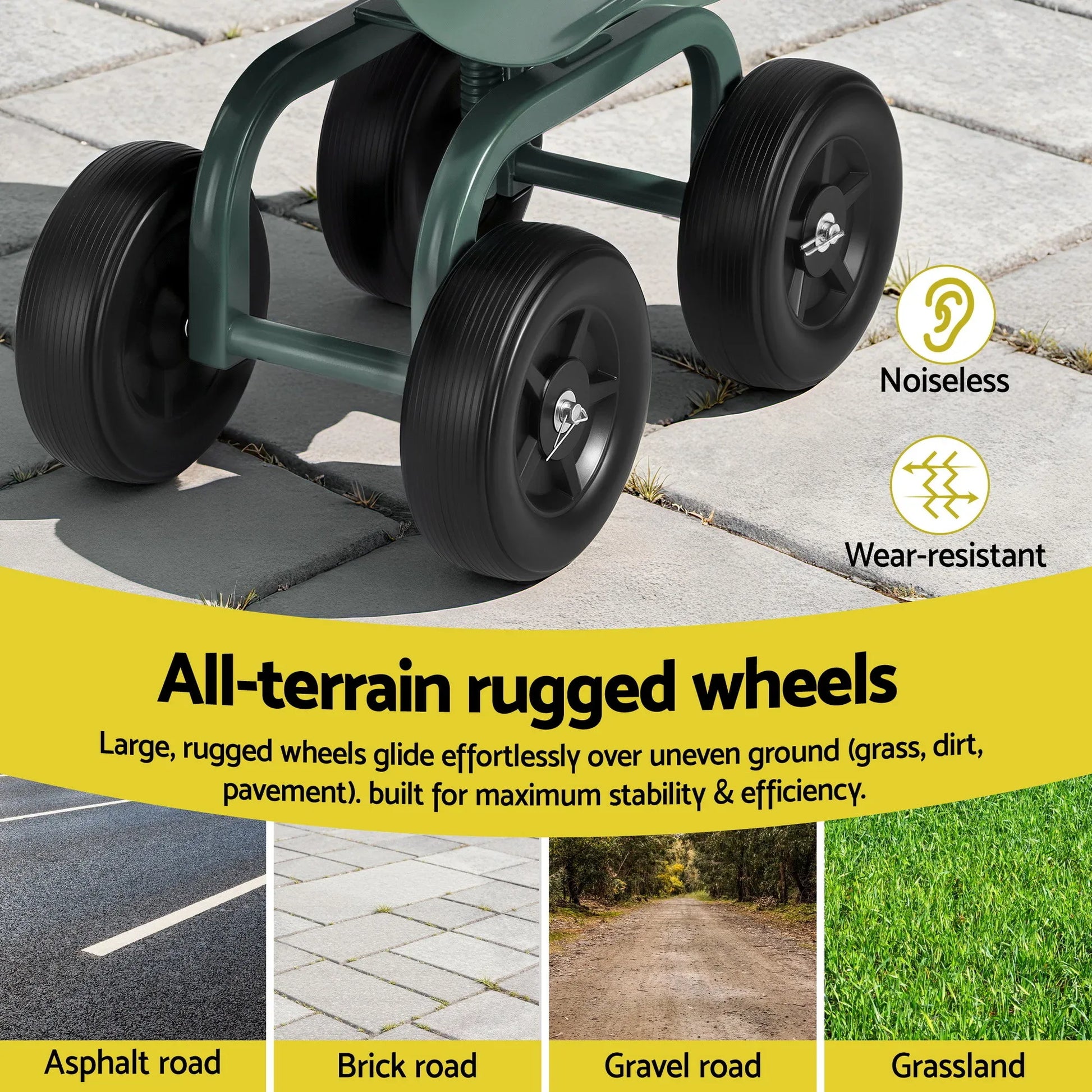Gardeon Garden Seat 360 Swivel Rolling Adjustable Height Work Scooter Cart Wheels Heavy Duty 150kg - Mekamart Australia