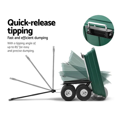 Gardeon Garden Cart Dump 270kg Hand Trailer Trolley Wagon Wheelbarrow Pull 75L - Mekamart Australia