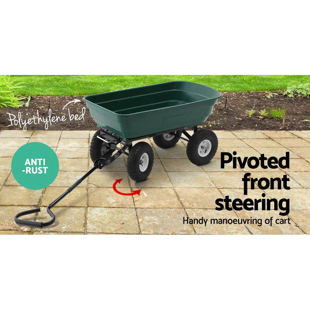 Gardeon Garden Cart Dump 270kg Hand Trailer Trolley Wagon Wheelbarrow Pull 75L - Mekamart Australia