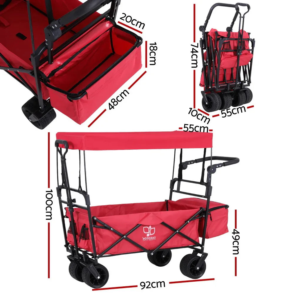 Gardeon Garden Cart with Removable Canopy Red - Mekamart Australia