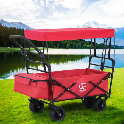 Gardeon Garden Cart with Removable Canopy Red - Mekamart Australia