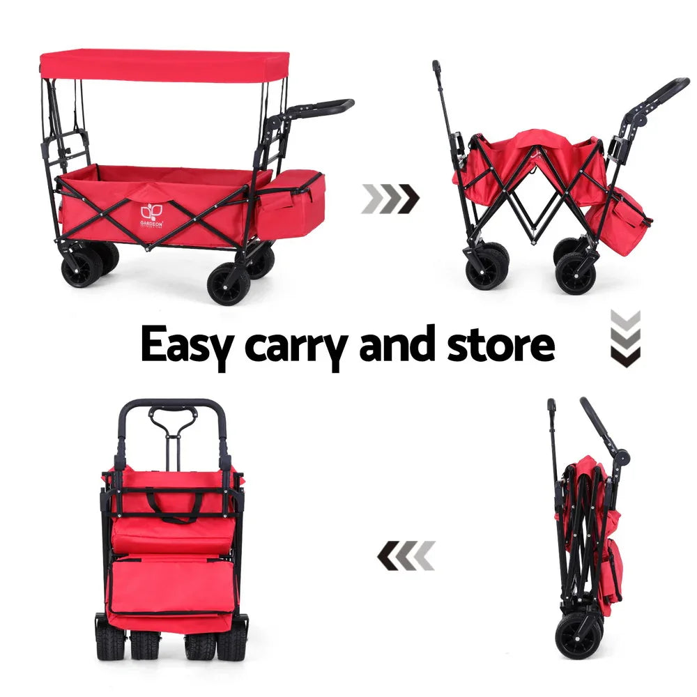 Gardeon Garden Cart with Removable Canopy Red - Mekamart Australia