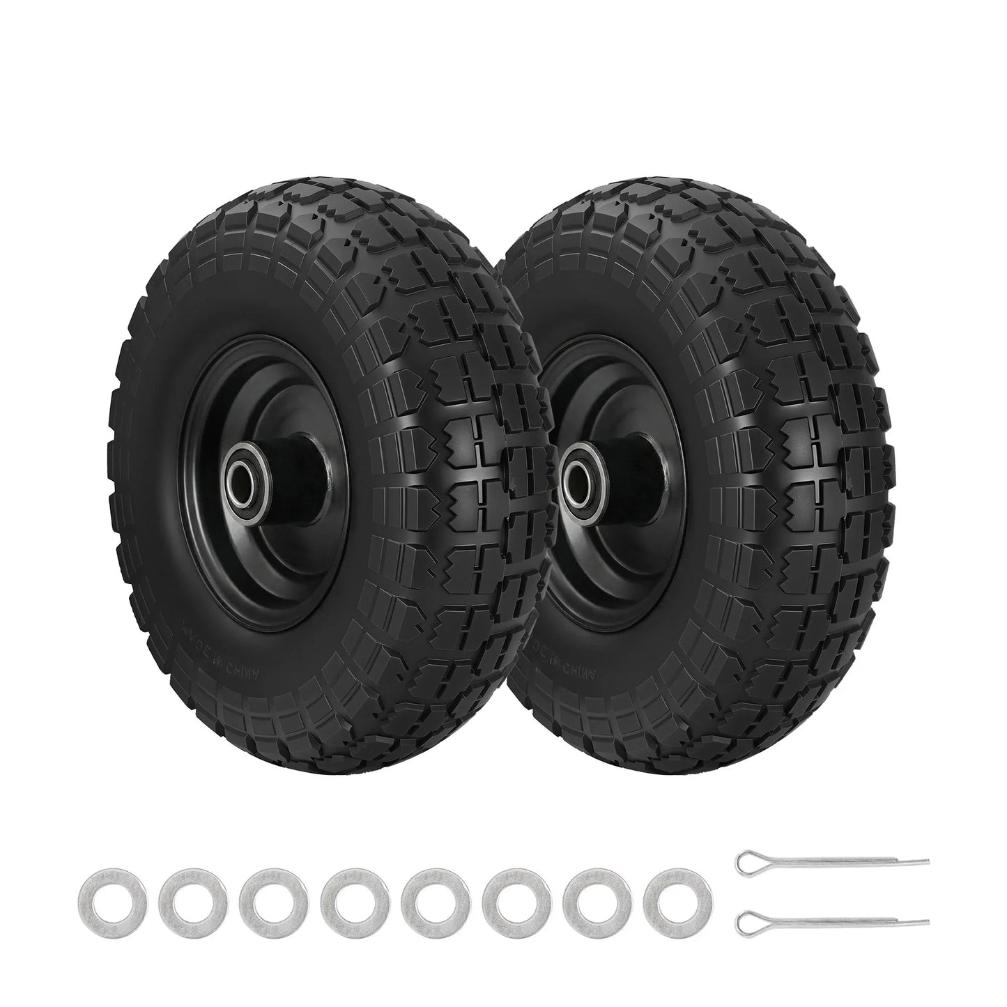 Gardeon 2pcs, 4.10/3.50-4 Tire And Wheel Flat Free, 26cm Solid Rubber Tires with 5/8 Axle Bore Hole And Double Sealed Bearings, Perfect for Wheelbarrow, Garden Cart, Wagon, Dolly - Mekamart Australia