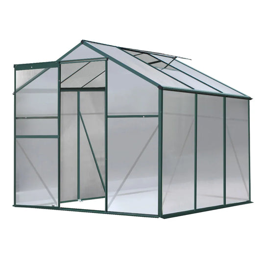 Green Fingers Greenhouse 1.9x1.9x1.83M Aluminium Polycarbonate Green House Garden Shed - Mekamart Australia