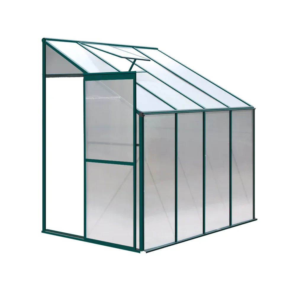 Green Fingers Greenhouse 2.52x1.27x2.13M Lean-to Aluminium Polycarbonate Green House Garden Shed - Mekamart Australia