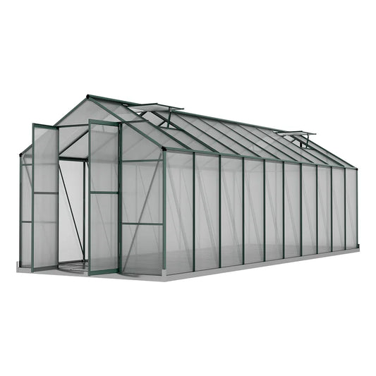 Green Fingers Greenhouse 6.3x2.44x2.1M Aluminium Polycarbonate Green House Garden Shed - Mekamart Australia