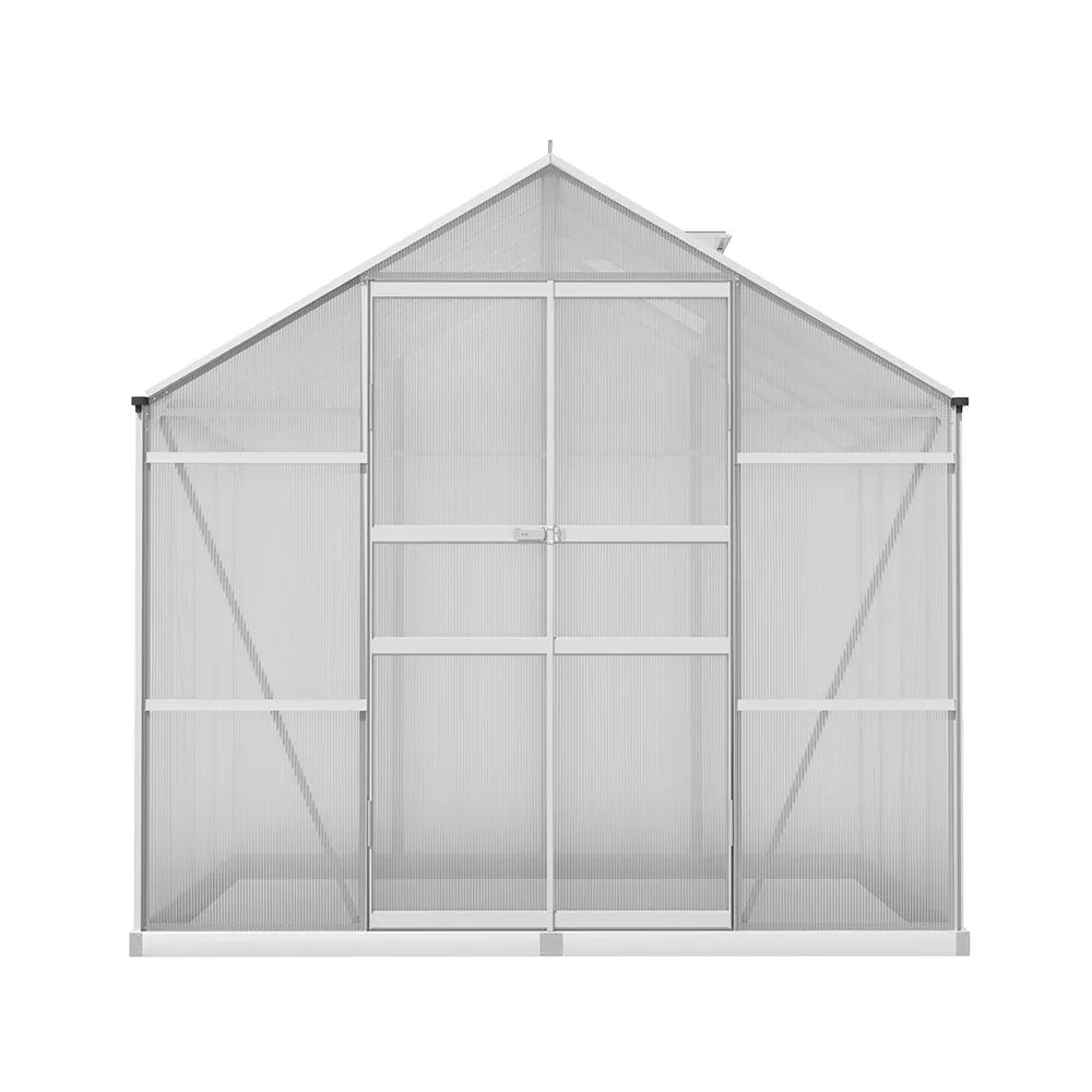 Green Fingers Greenhouse 2.42x2.5x2.26M Aluminium Double Doors Green House Garden Shed - Mekamart Australia