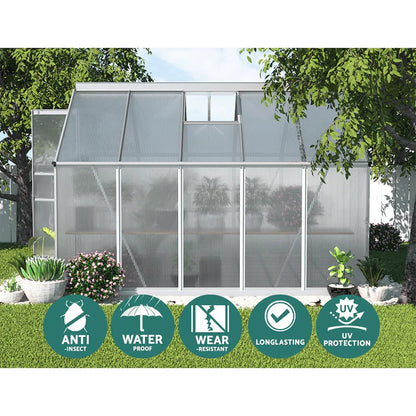Green Fingers Greenhouse 3x2.5x1.95M Aluminium Polycarbonate Green House Garden Shed - Mekamart Australia