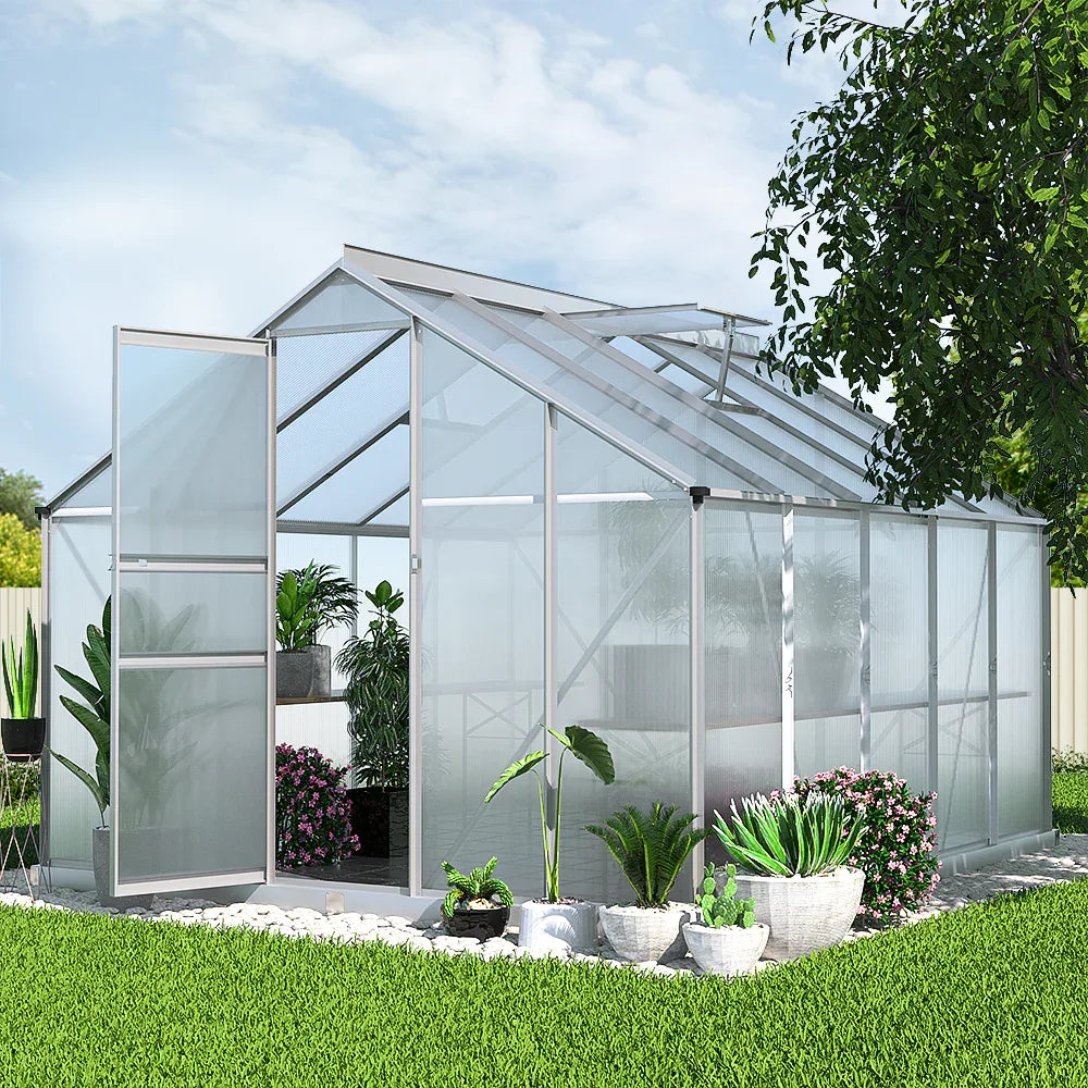 Green Fingers Greenhouse 3x2.5x1.95M Aluminium Polycarbonate Green House Garden Shed - Mekamart Australia