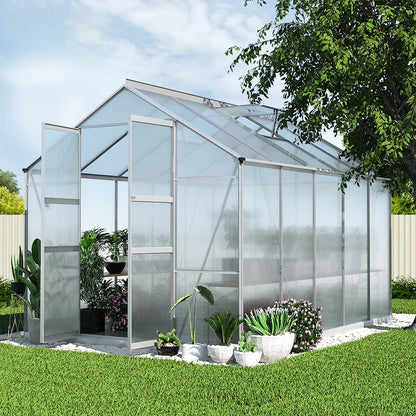 Green Fingers Greenhouse 3x2.5x2.26M Double Doors Aluminium Green House Garden Shed - Mekamart Australia
