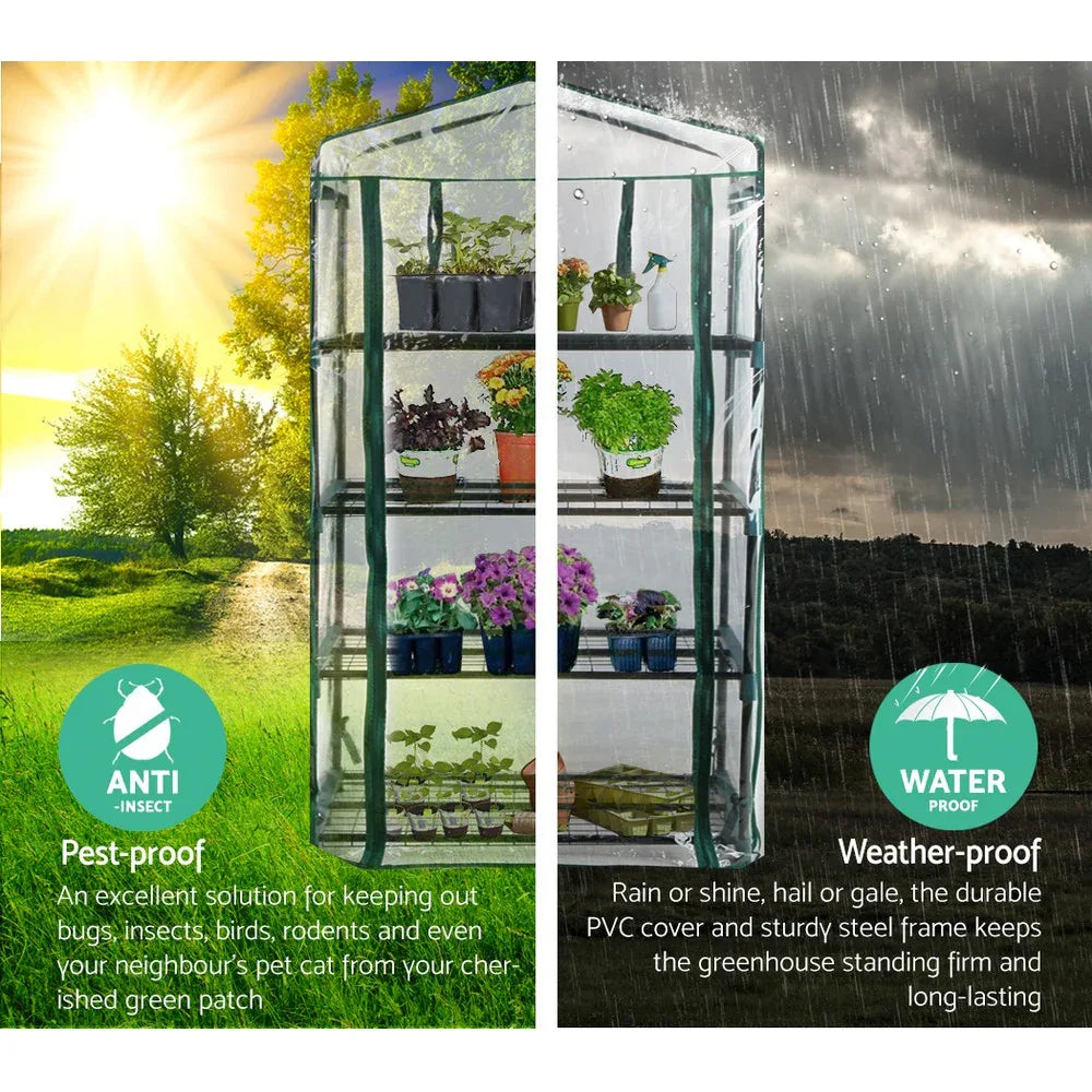 Green Fingers Greenhouse 4 Tiers Mini Green House Garden Bed Planter Box 1.6x0.7x0.5M - Mekamart Australia