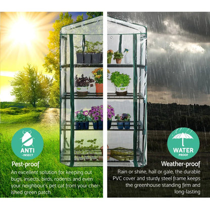 Green Fingers Greenhouse 4 Tiers Mini Green House Garden Bed Planter Box 1.6x0.7x0.5M - Mekamart Australia