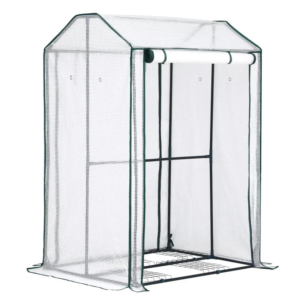 Green Fingers Mini Greenhouse PE Cover Green House Roll-Up Zippered Door 1.0x0.8x1.5M - Mekamart Australia