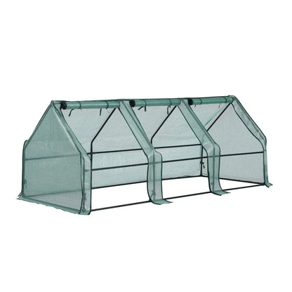 Green Fingers Mini Greenhouse 240x90x90cm Steel Frame PE Cover Outdoor Shelter - Mekamart Australia