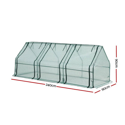 Green Fingers Mini Greenhouse 240x90x90cm Steel Frame PE Cover Outdoor Shelter - Mekamart Australia