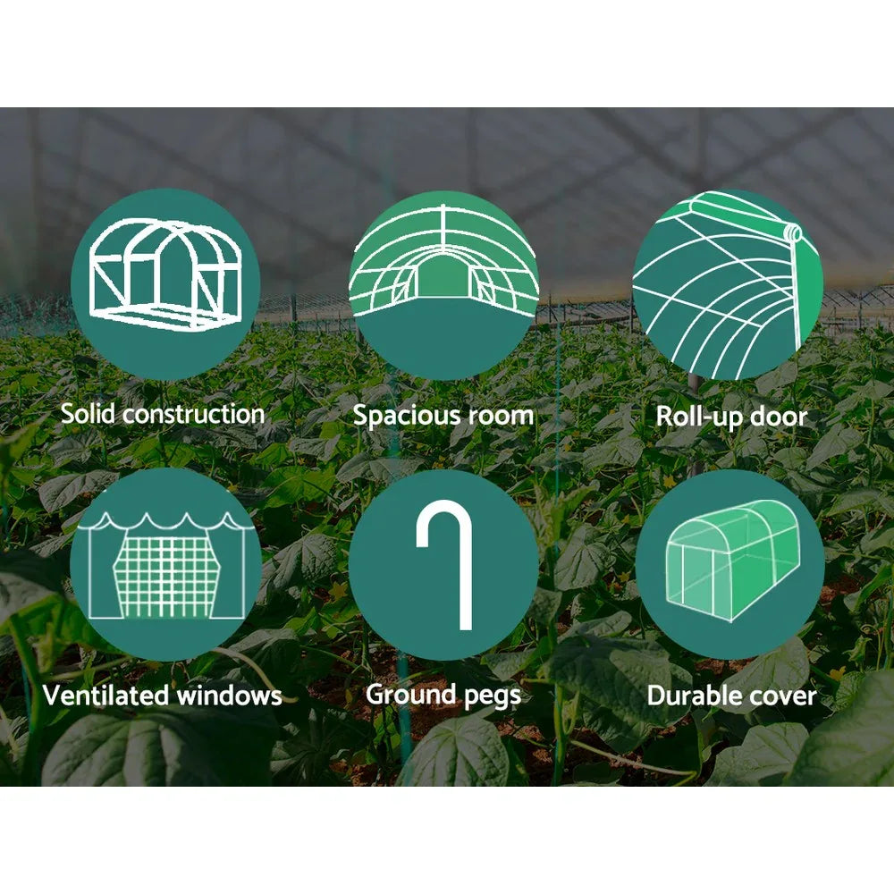 Green Fingers Greenhouse 6x3x2M Walk in Green House Tunnel Plant Garden Shed Dome - Mekamart Australia