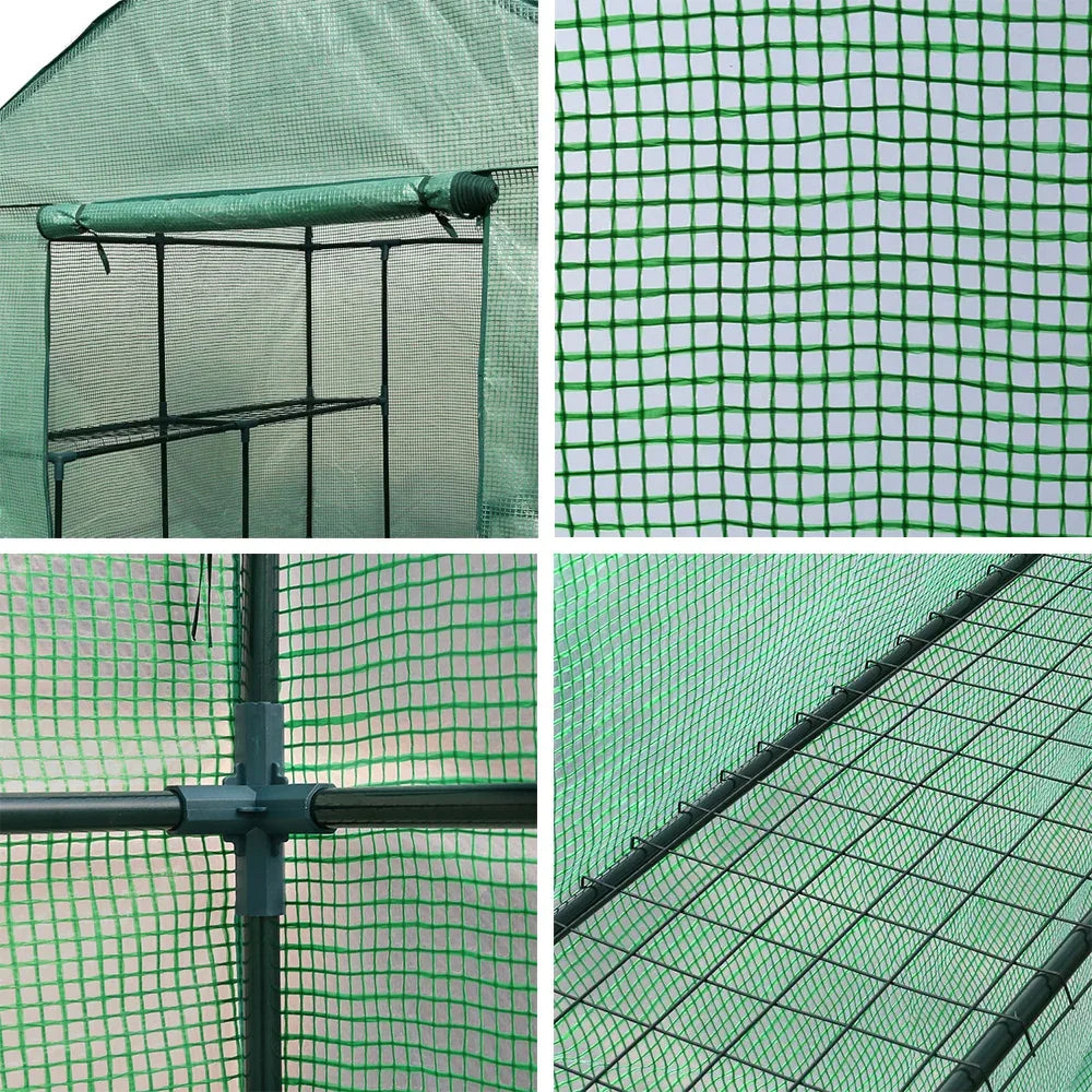 Green Fingers Greenhouse 1.4x1.55x2M Walk in Green House Tunnel Plant Garden Shed 8 Shelves - Mekamart Australia