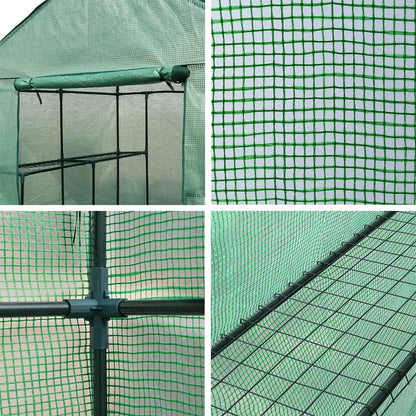 Green Fingers Greenhouse 1.4x1.55x2M Walk in Green House Tunnel Plant Garden Shed 8 Shelves - Mekamart Australia