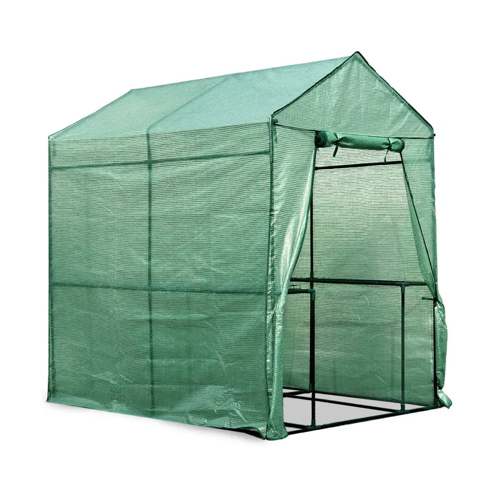 Green Fingers Greenhouse 1.2x1.9x1.9M Walk in Green House Tunnel Plant Garden Shed 4 Shelves - Mekamart Australia