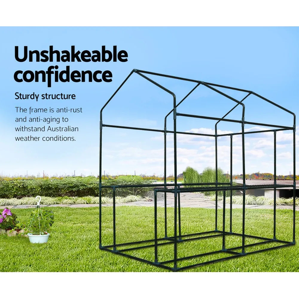 Green Fingers Greenhouse 1.2x1.9x1.9M Walk in Green House Tunnel Plant Garden Shed 4 Shelves - Mekamart Australia