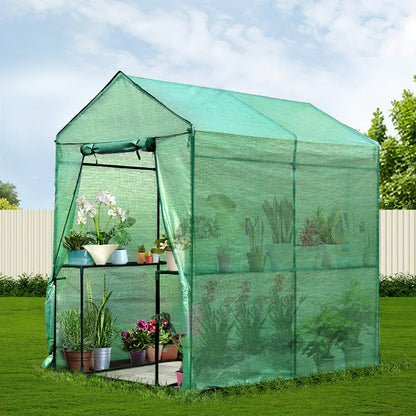 Green Fingers Greenhouse 1.2x1.9x1.9M Walk in Green House Tunnel Plant Garden Shed 4 Shelves - Mekamart Australia