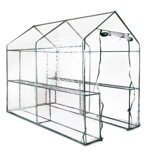 Green Fingers Greenhouse 1.2x1.9x1.9M Walk in Green House Tunnel Clear Garden Shed 4 Shelves - Mekamart Australia
