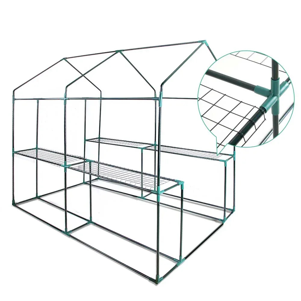 Green Fingers Greenhouse 1.2x1.9x1.9M Walk in Green House Tunnel Clear Garden Shed 4 Shelves - Mekamart Australia