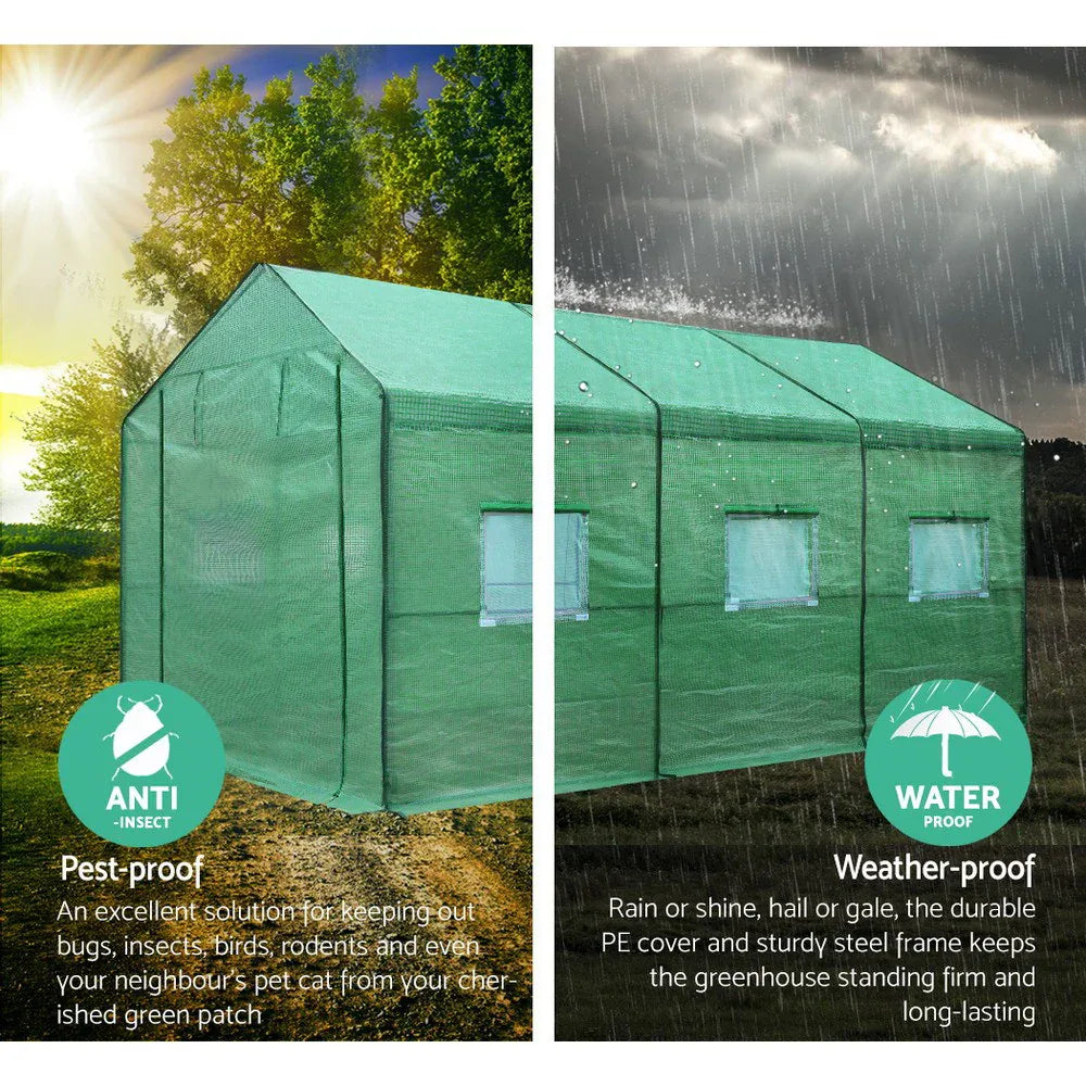 Green Fingers Greenhouse 3.5x2x2M Walk in Green House Tunnel Plant Garden Shed - Mekamart Australia