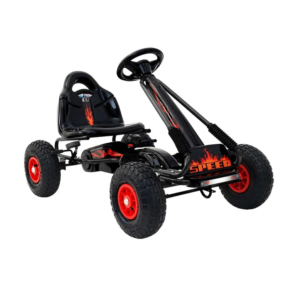 Rigo Kids Pedal Go Kart Ride On Toys Racing Car Rubber Tyre Black - Mekamart Australia