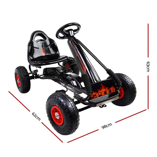 Rigo Kids Pedal Go Kart Ride On Toys Racing Car Rubber Tyre Black - Mekamart Australia