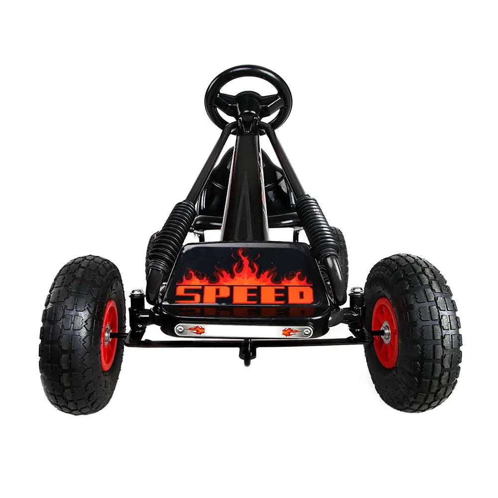 Rigo Kids Pedal Go Kart Ride On Toys Racing Car Rubber Tyre Black - Mekamart Australia