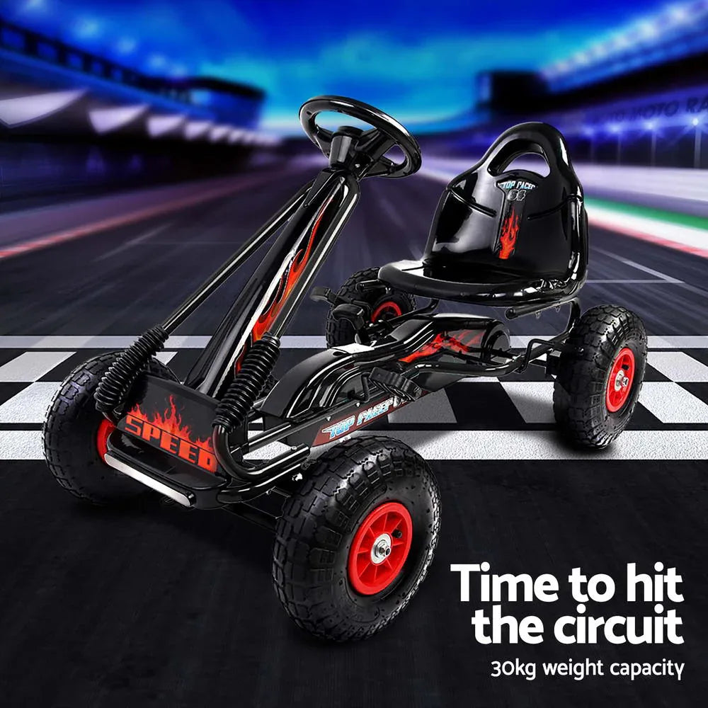 Rigo Kids Pedal Go Kart Ride On Toys Racing Car Rubber Tyre Black - Mekamart Australia