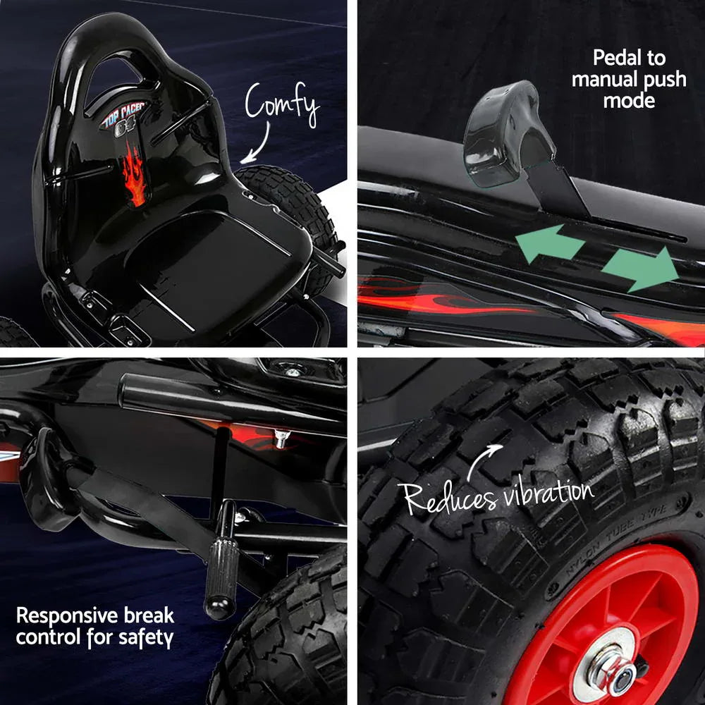 Rigo Kids Pedal Go Kart Ride On Toys Racing Car Rubber Tyre Black - Mekamart Australia