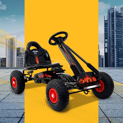 Rigo Kids Pedal Go Kart Ride On Toys Racing Car Rubber Tyre Black - Mekamart Australia