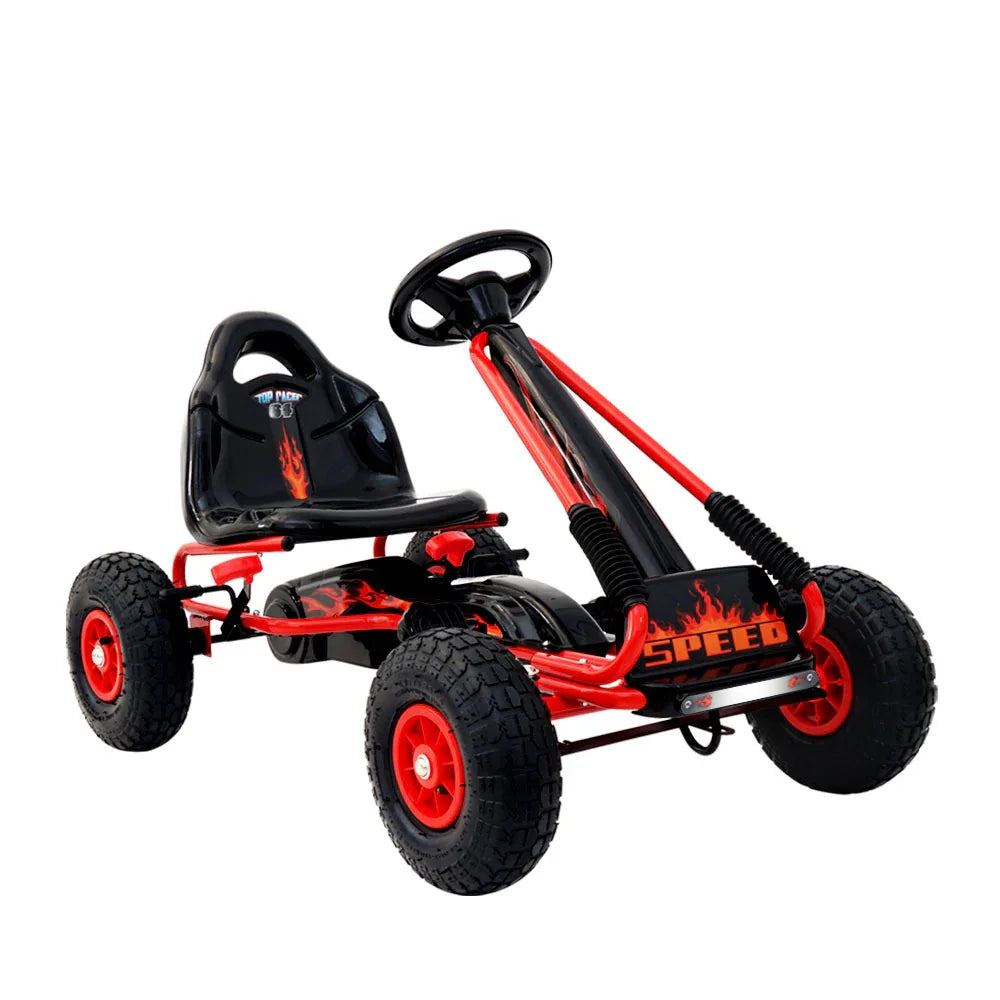 Rigo Kids Pedal Go Kart Ride On Toys Racing Car Rubber Tyre Red - Mekamart Australia