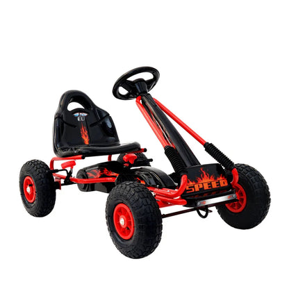 Rigo Kids Pedal Go Kart Ride On Toys Racing Car Rubber Tyre Red - Mekamart Australia