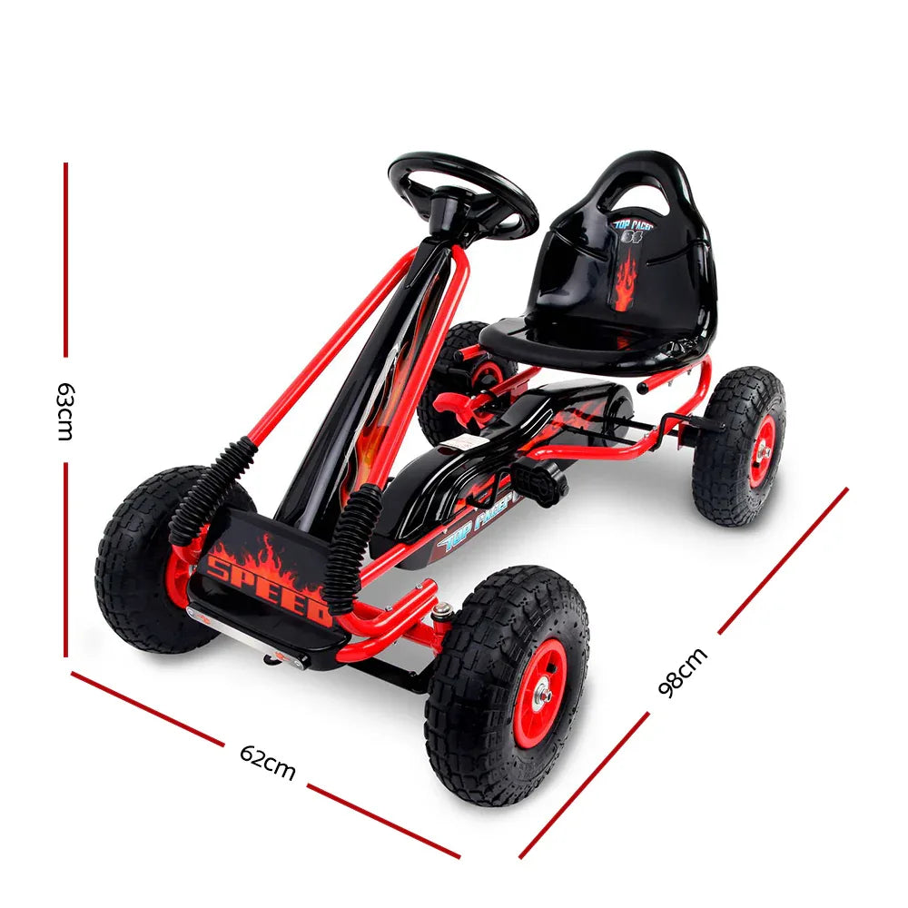 Rigo Kids Pedal Go Kart Ride On Toys Racing Car Rubber Tyre Red - Mekamart Australia