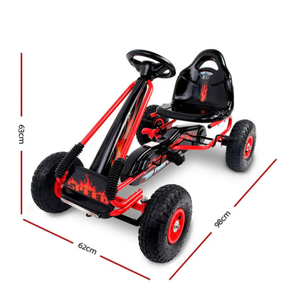 Rigo Kids Pedal Go Kart Ride On Toys Racing Car Rubber Tyre Red - Mekamart Australia