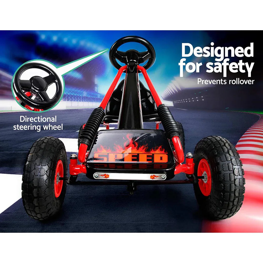 Rigo Kids Pedal Go Kart Ride On Toys Racing Car Rubber Tyre Red - Mekamart Australia