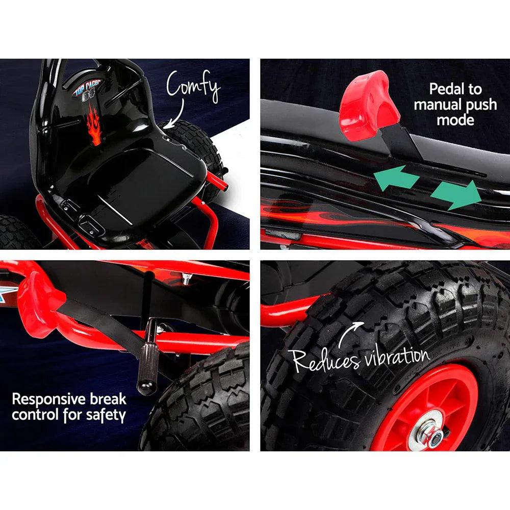Rigo Kids Pedal Go Kart Ride On Toys Racing Car Rubber Tyre Red - Mekamart Australia